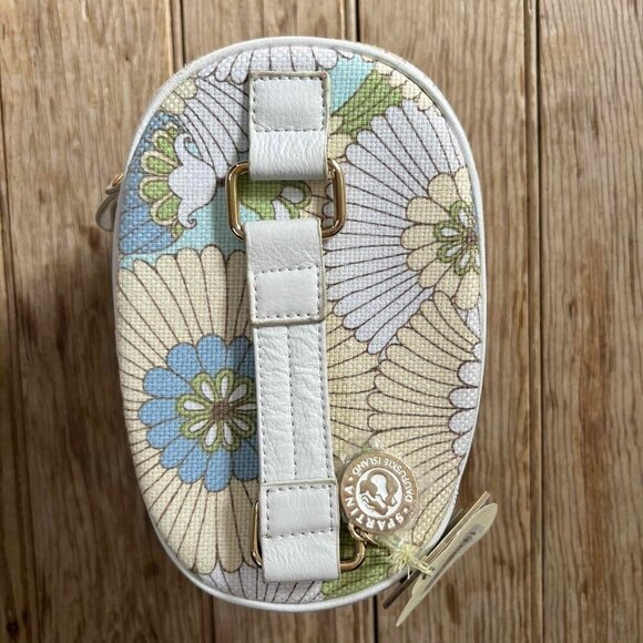 Spartina Floral Train Case Cosmetic Case NWT Linen Genuine Leather - Picture 7 of 13